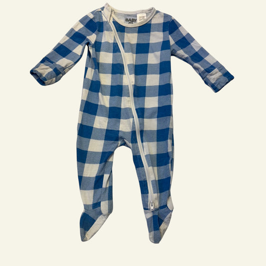 Cotton on Baby blue check onesie size 00