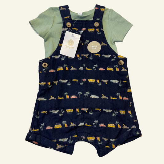 Dymples navy car holiday overall set size 00