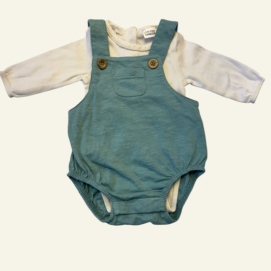 Purebaby blue romper set size 000