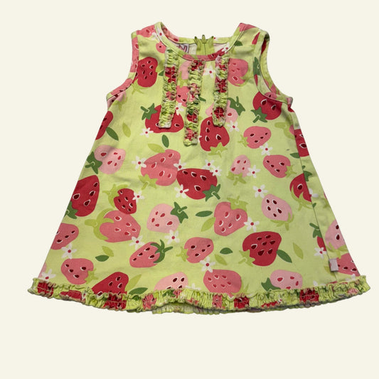 Retro green strawberry denim dress size 0