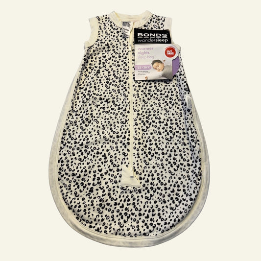 Bonds Wondersleep bag white leopard size NB (2)