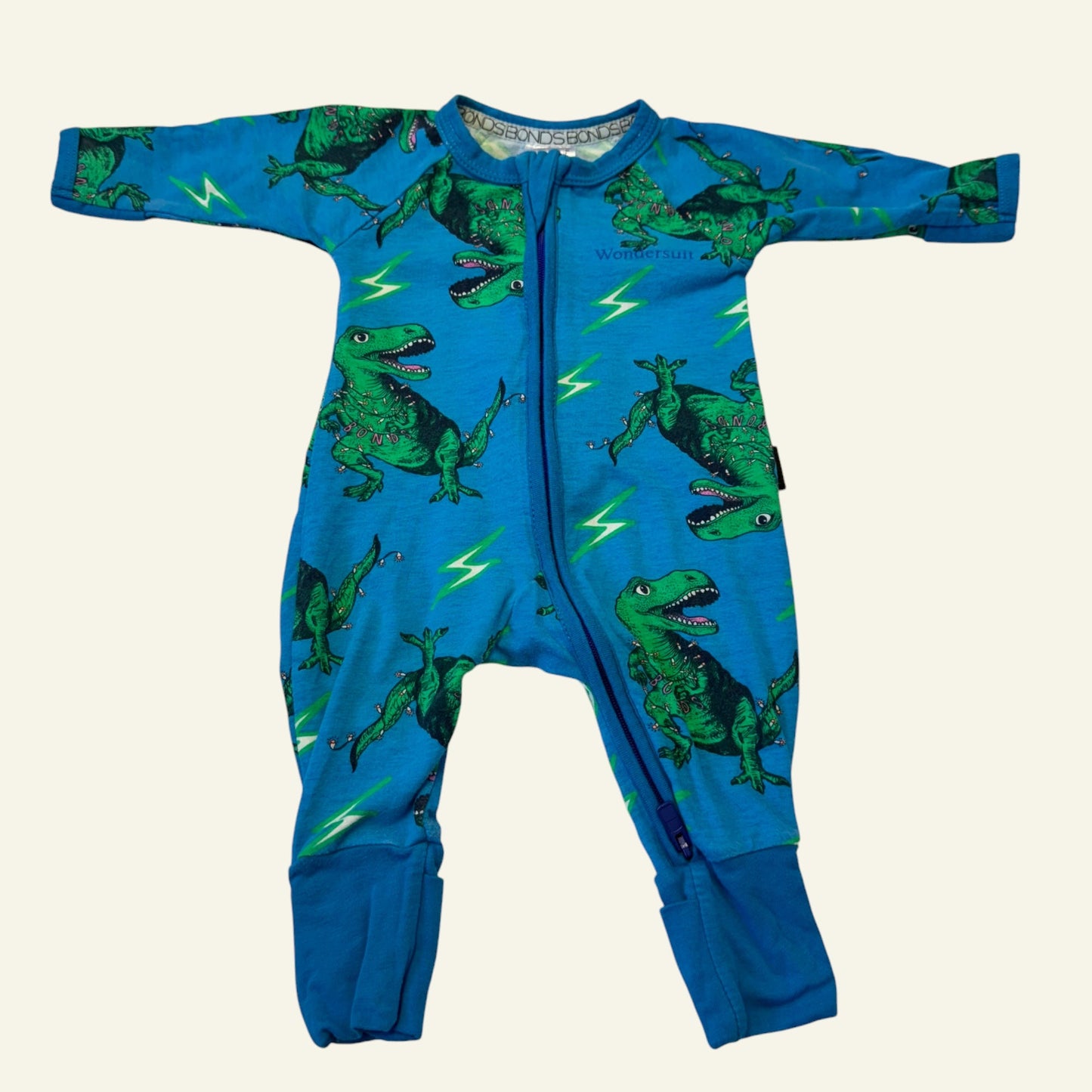 Bonds blue dinosaur wonder suit size 0000