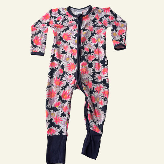 Bonds pink and purple floral wondersuit size 1