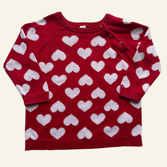 Dymples red and white heart jumper size 0