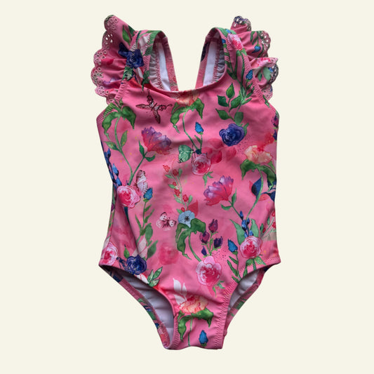 Ollies Place pink floral bathers size 1