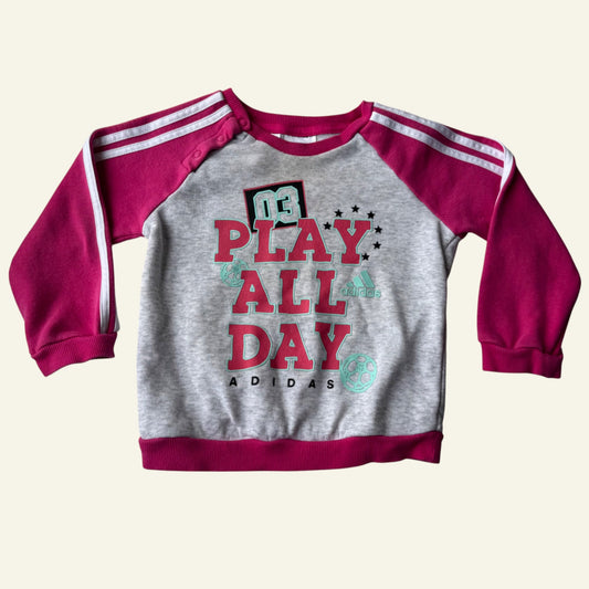 Adidas grey and pink jumper size 12-18 m (Perfectly Imperfect)