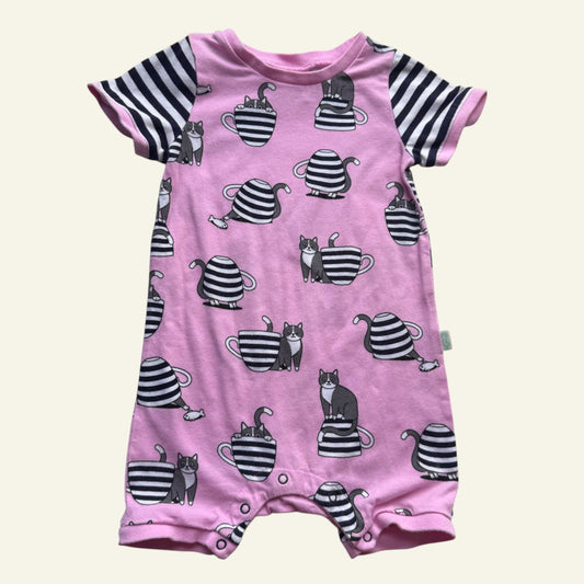 Peter Alexander pink cat romper size 1 (Perfectly Imperfect)