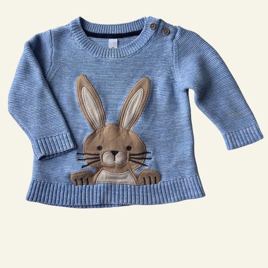 Dymples blue knit bunny jumper size 0 (Perfectly Imperfect)