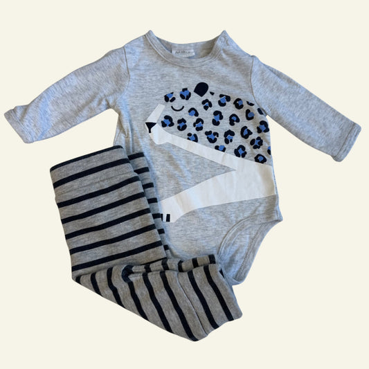 Milky grey bodysuit + track pant set  size 000 NEW