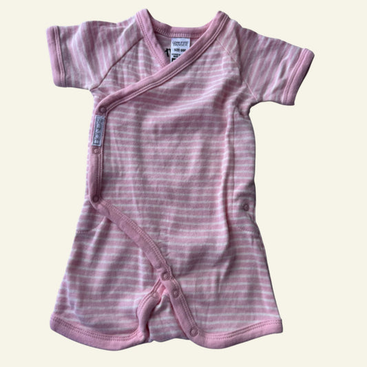 Bonds pink and white stripe romper size 000
