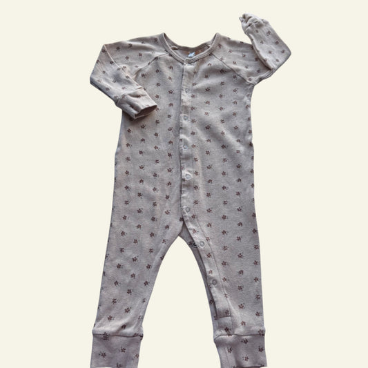Quincy Mae brown floral onesie size 0