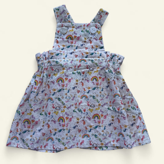 Rainbows and unicorns pinafore approx size 00 (no tag)