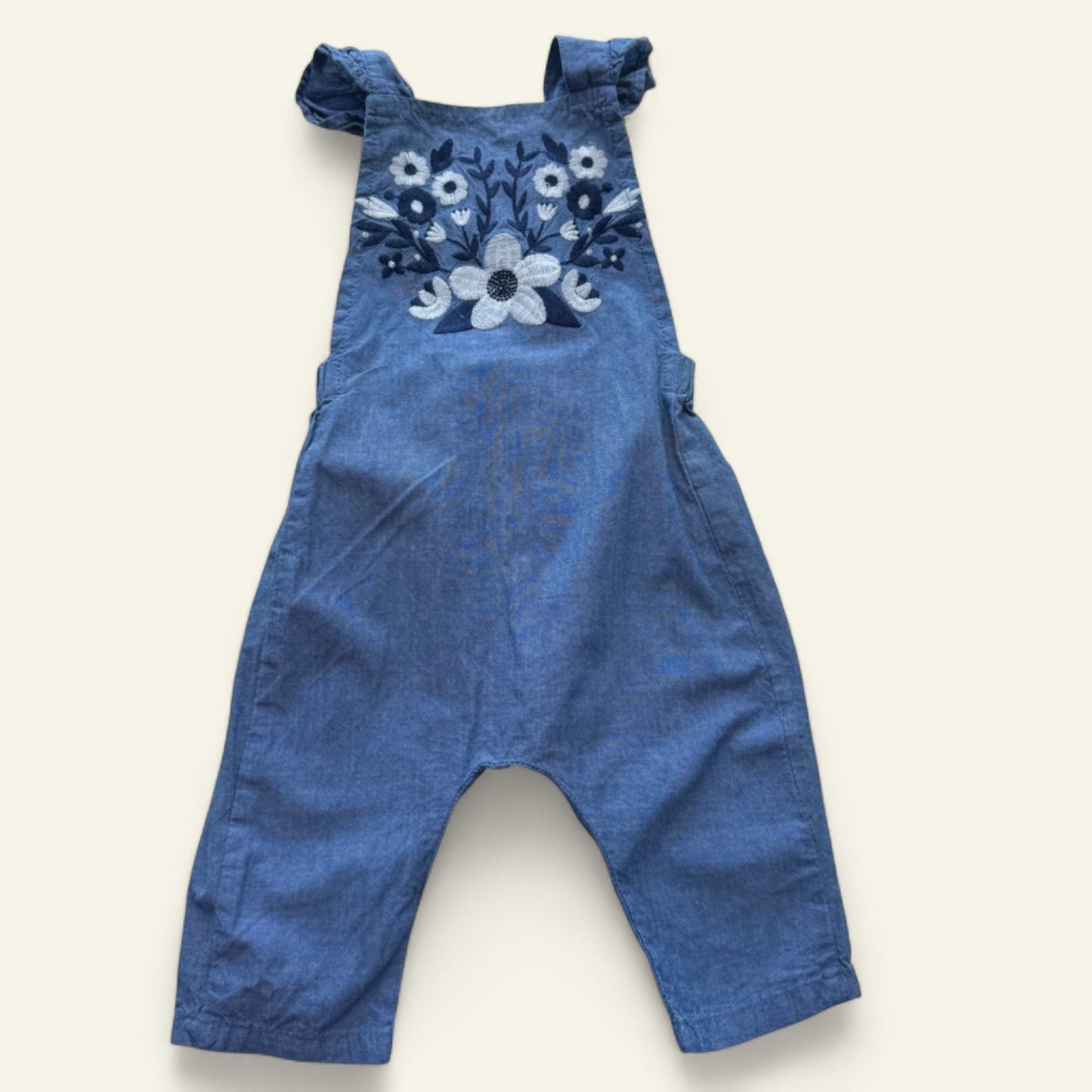 Seed blue floral embroidery romper size 000