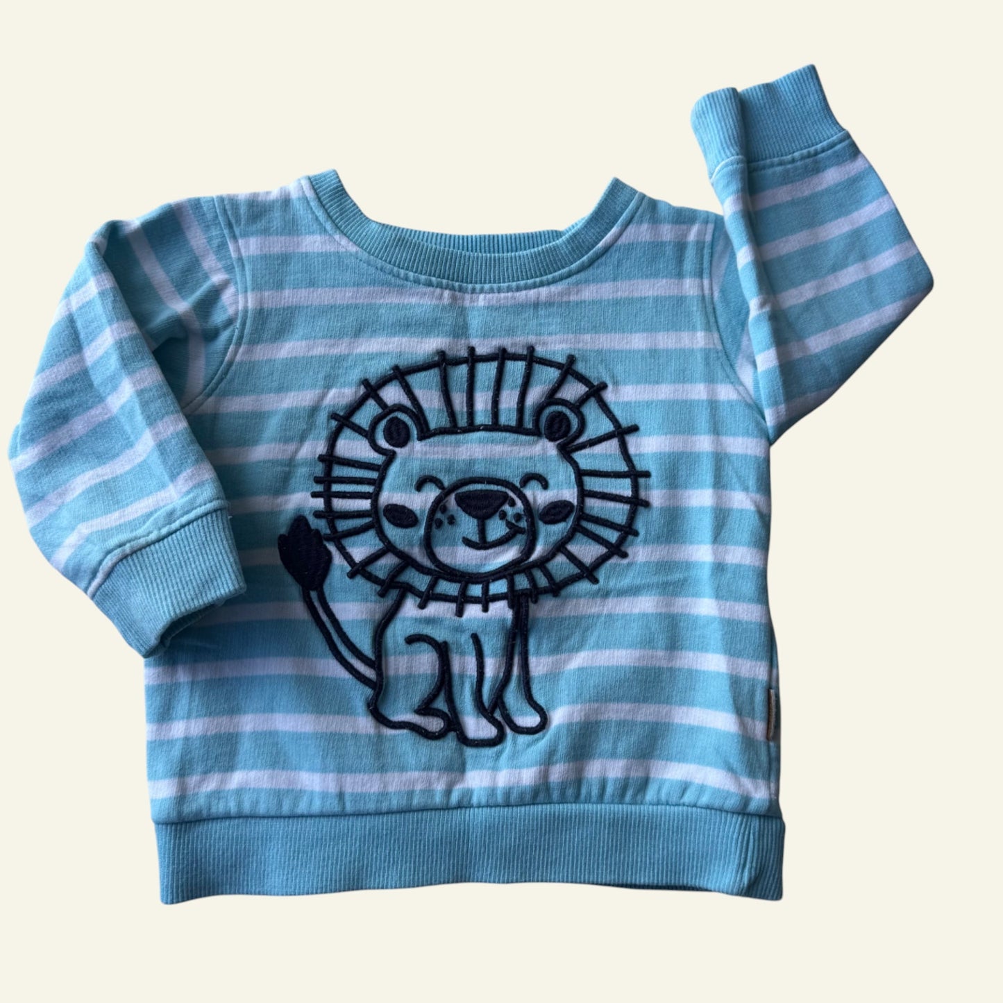 Sprout blue stripe lion jumper size 0 (Perfectly Imperfect)