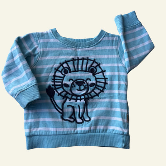 Sprout blue stripe lion jumper size 0 (Perfectly Imperfect)