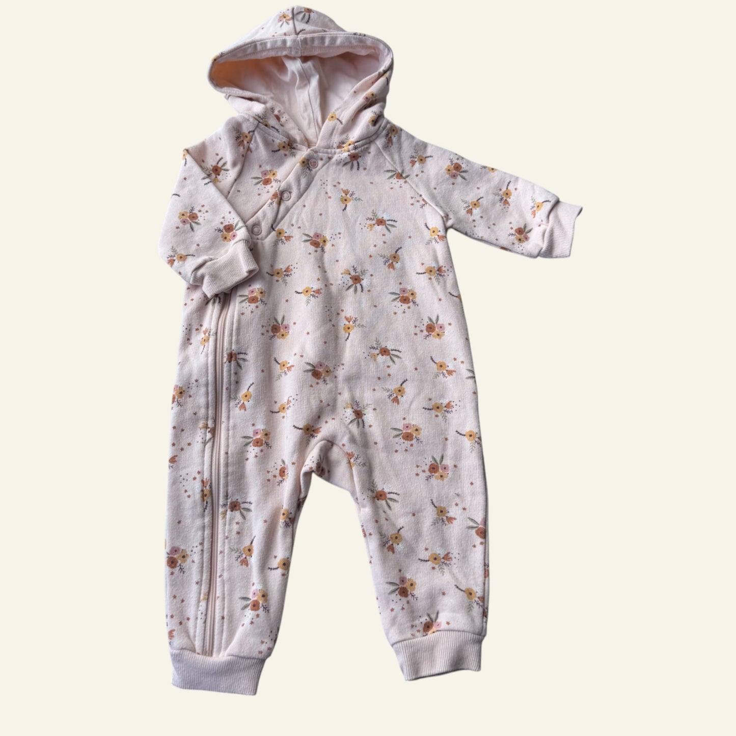 Anko pink hooded floral onesie size 00 (Perfectly Imperfect)