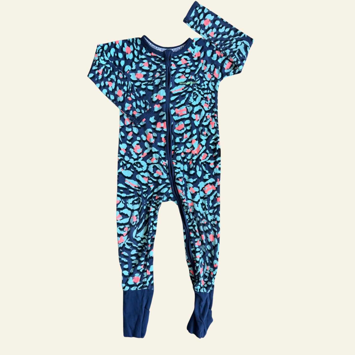 Bonds blue and pink leopard wondersuit size 3