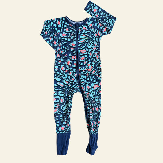 Bonds blue and pink leopard wondersuit size 3