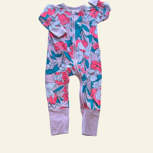 Bonds pink floral wondersuit size 0