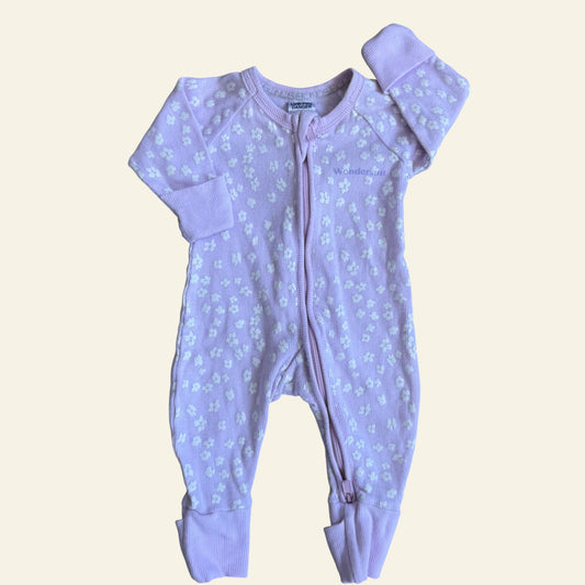 Bonds pink ribbed floral wondersuit size 0000