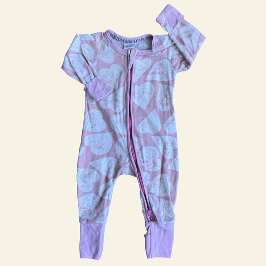 Bonds pink and white heart wondersuit size 000