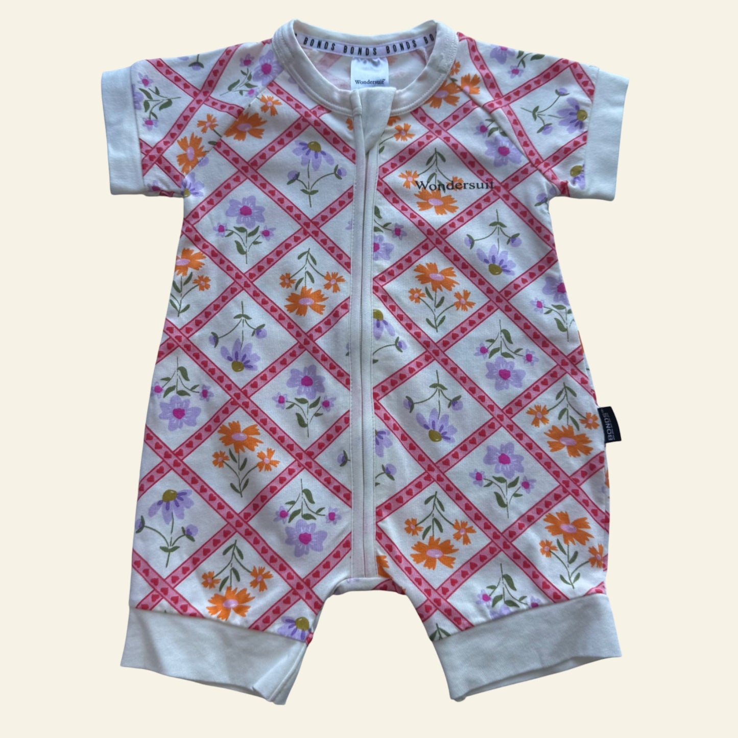 Bonds floral tiles short sleeve wondersuit size 000