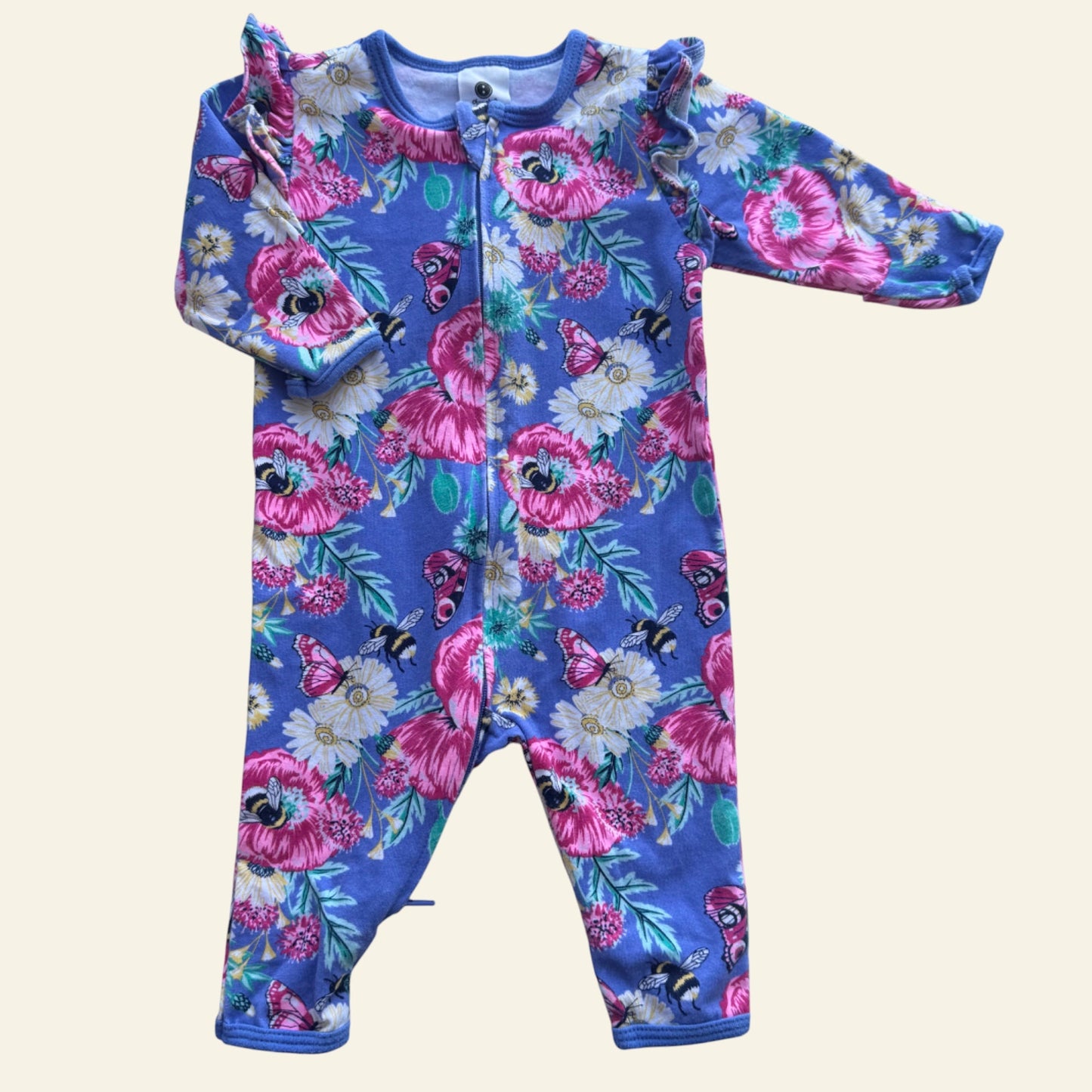 Dymples blue floral insects onesie size 000