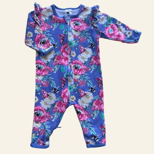 Dymples blue floral insects onesie size 000