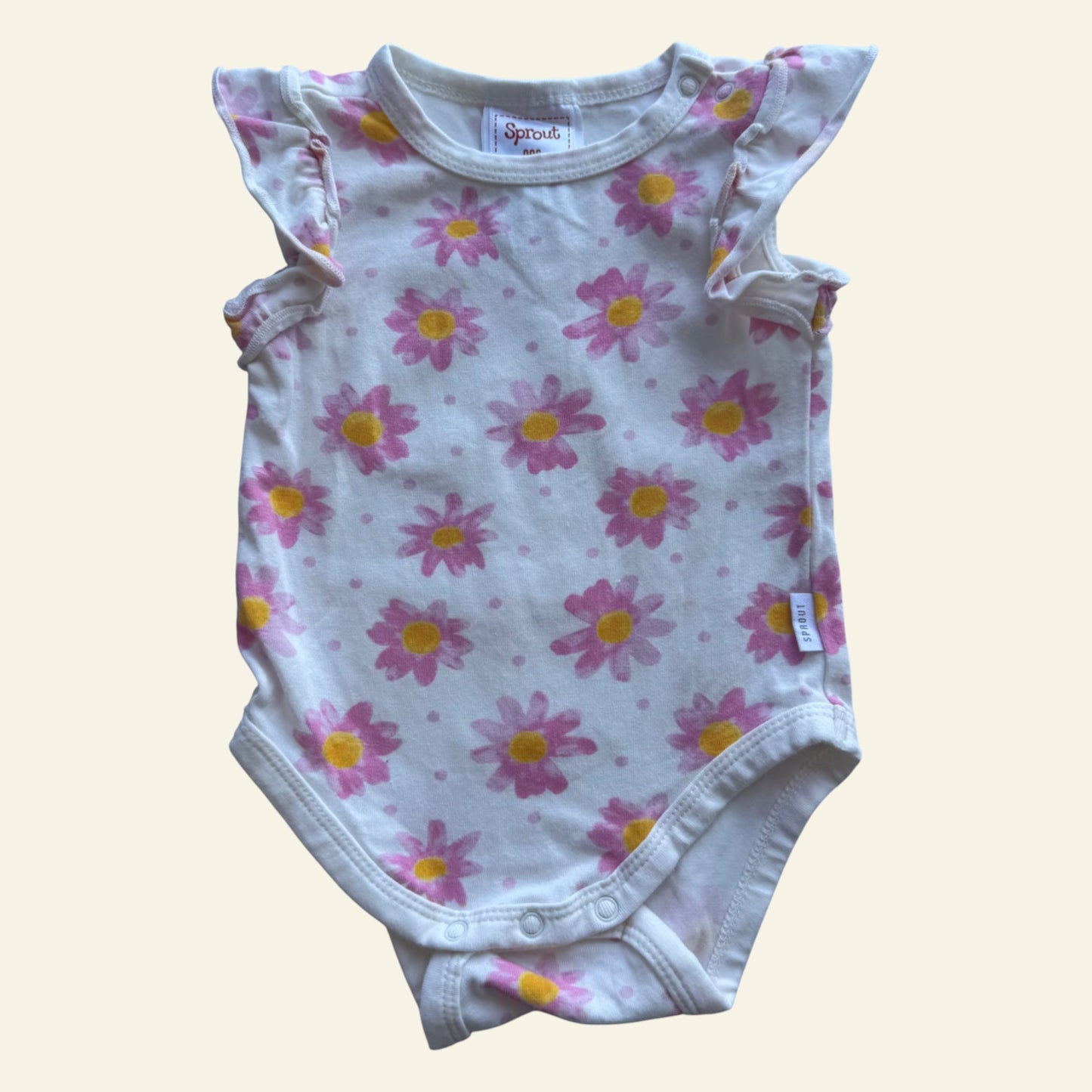 Sprout white and pink floral bodysuit size 000