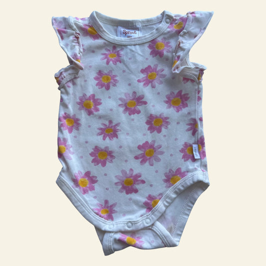 Sprout white and pink floral bodysuit size 000