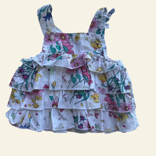Bebe white and rainbow floral top size 000