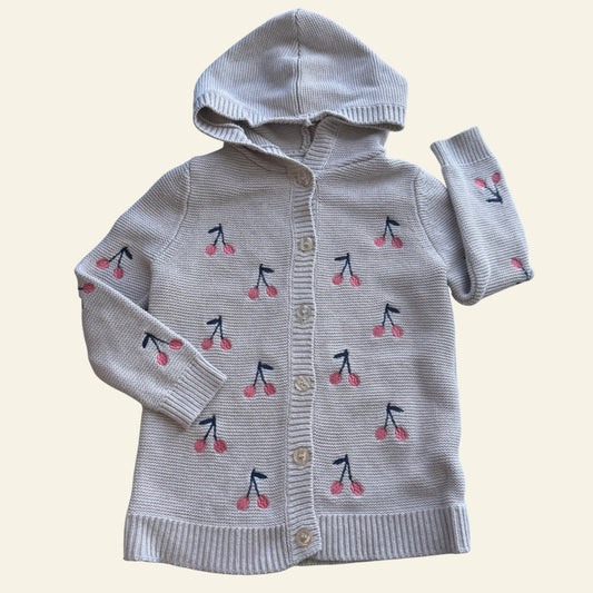 Seed beige knitted cherry hooded cardigan size 2