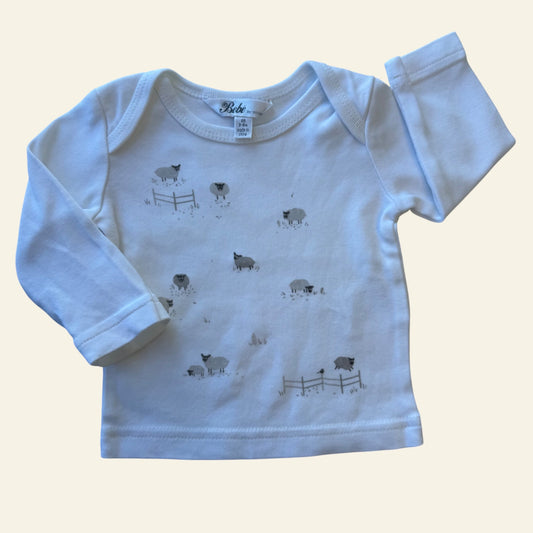Bebe white sheep long sleeve top size 00 (Perfectly Imperfect)