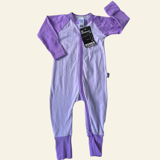 Bonds purple colourblock wondersuit size 0 (BNWT)