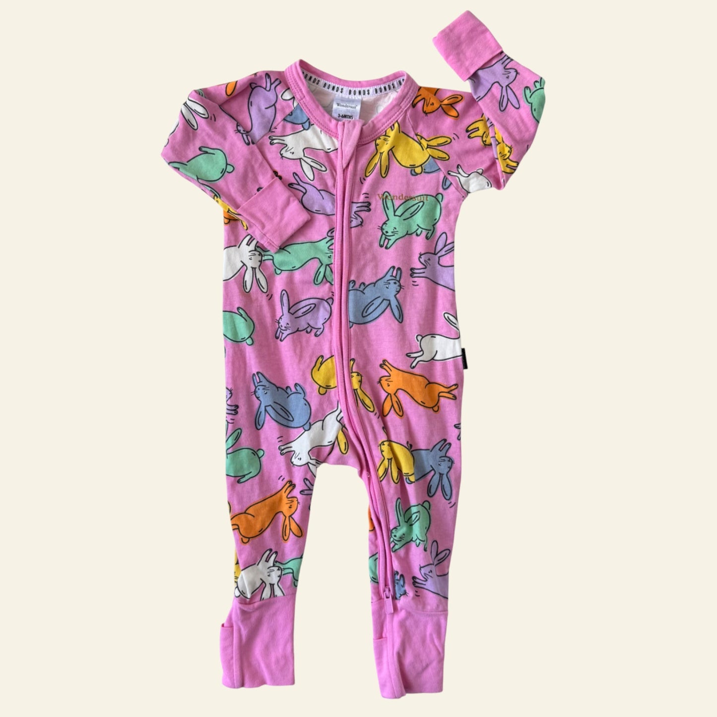 Bonds pink rainbow bunnies wondersuit size 00