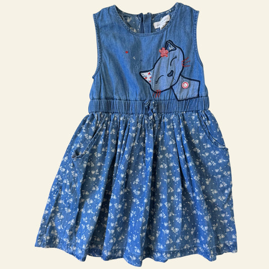 Pumpkin Patch blue denim cat dress size 4