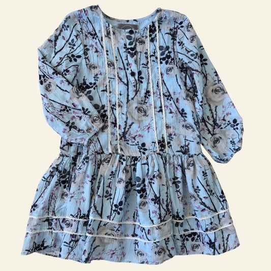 Pippa and Julie blue floral long sleeve dress size 5