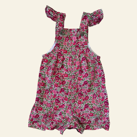 Pink floral overalls approx size 00 (no size tag)