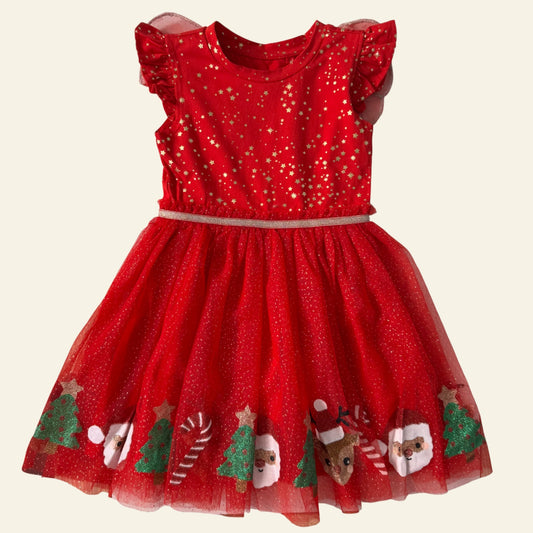 Anko red and gold star tulle dress size 4 (BNWT)