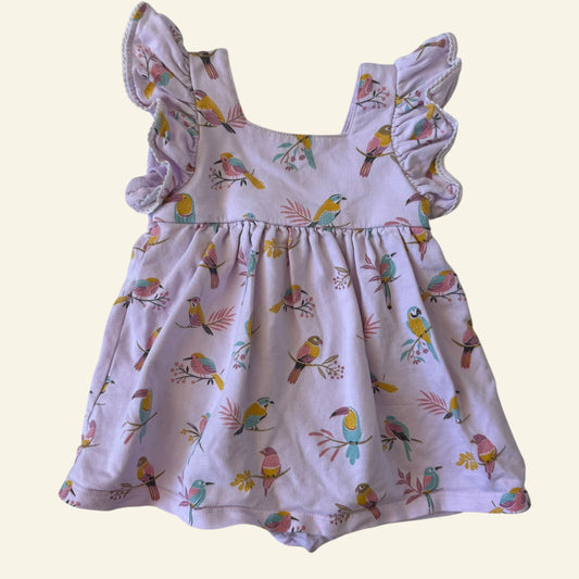 Purebaby pink bird dress size 6-12 months (Perfectly Imperfect)