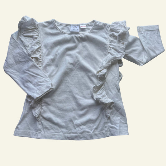 Zara white long sleeve top size 3-4