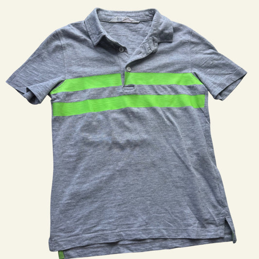 H&M grey fluro stripe polo top size 7-8