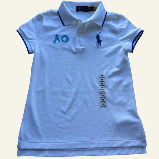 Ralph Lauren AO white polo top size 8-10 (BNWT)