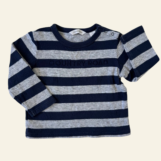 Country Road navy and grey stripe top size 0