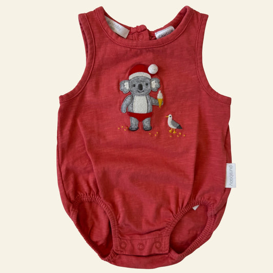 Purebaby red koala Christmas singlet size 000