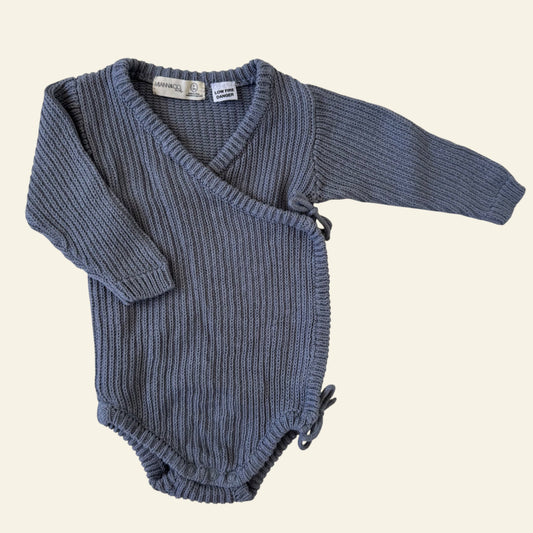 Miann&Co blue crossbody knit bodysuit size 000
