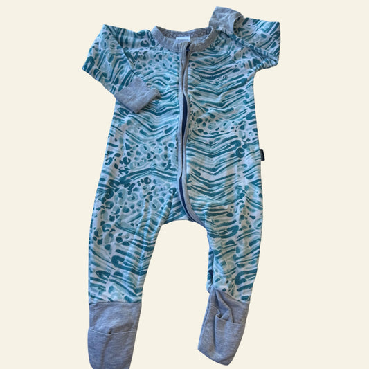 Bonds blue and green patterned wondersuit size 0 (Perfectly Imperfect)