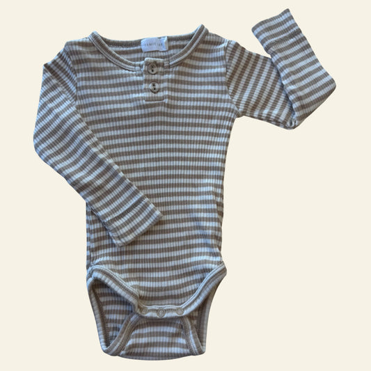 Jamie Kay tan and white stripe bodysuit size 00