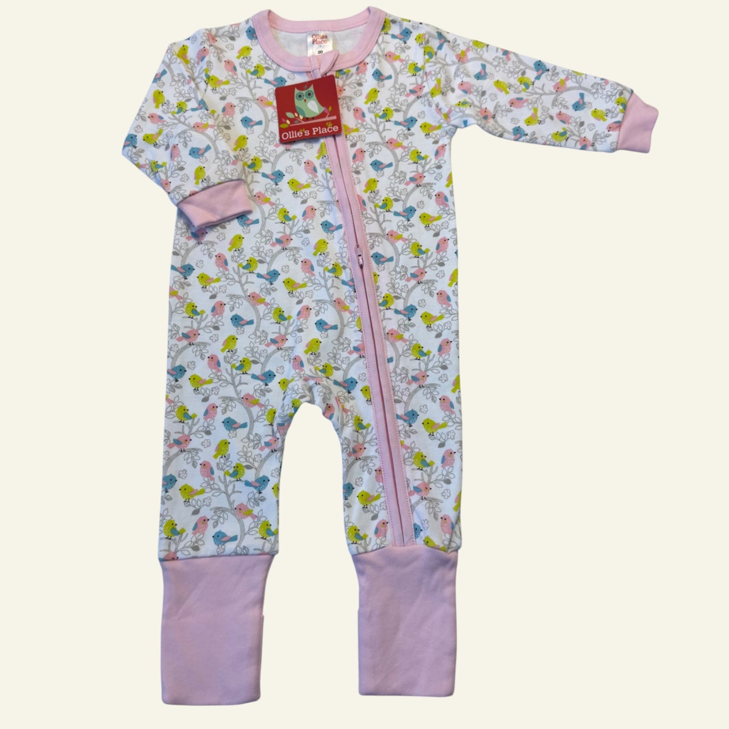 Ollies Place white bird long sleeve romper size 00
