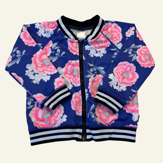 Bonds blue floral zip jacket size 3